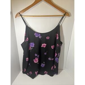 Bar III Women's Black Orchid Floral Sleeveless Tank Top Size L
